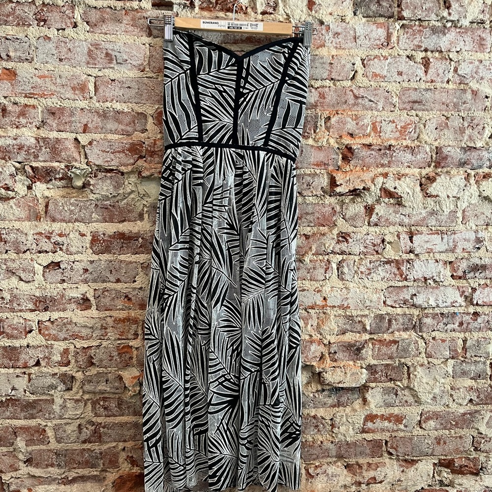 Parker strapless black & white dress size small